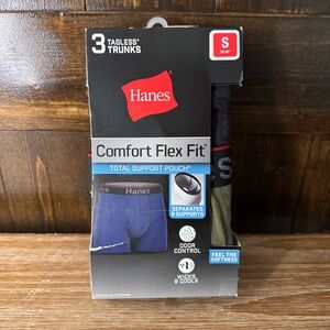 Hanes Small Men Comfort Flex Fit Total Support Pouch Tagless Trunks 3 Pack NWT